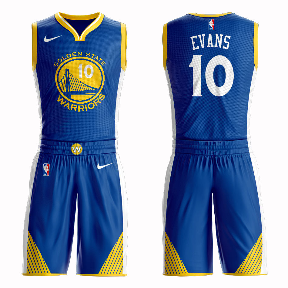 Men 2019 NBA Nike Golden State Warriors 10 Evans blue Customized jersey